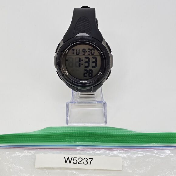 52MM Men's Digital Watch Black Plastic Band Straps New Battery - Picture 15 of 15